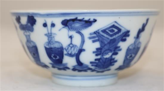 A Chinese blue and white bowl, Chenghua mark, late 19th century, diameter 12cm